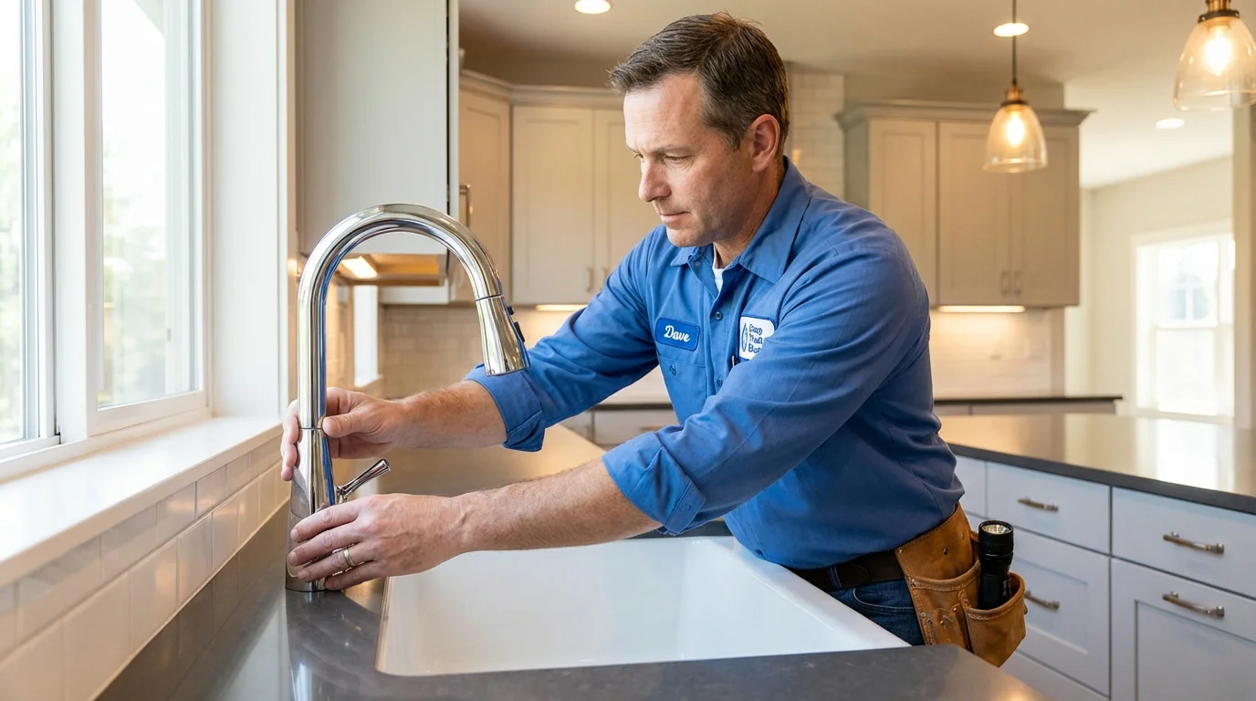 Kitchen faucet installation by Johns Plumbing LLC in Topsfield