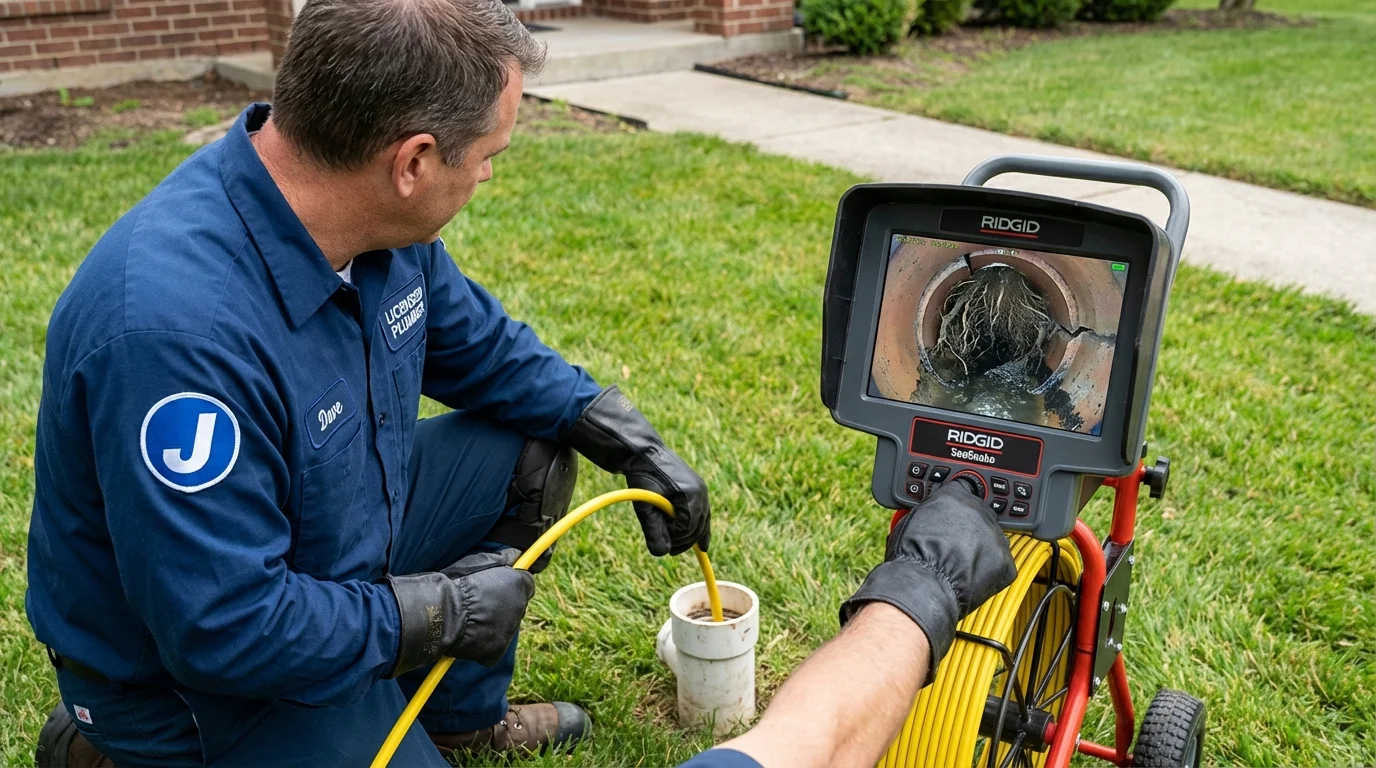 Sewer camera inspection being performed by Johns Plumbing LLC in Topsfield